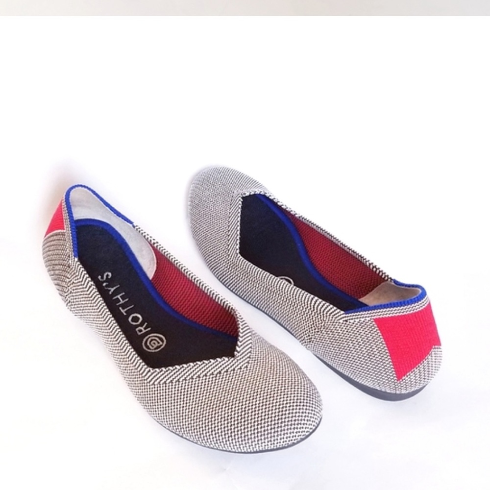 EUC Rothy's Retired Shale Cherry Ribbon Ballet Flats
Grey Birdseye